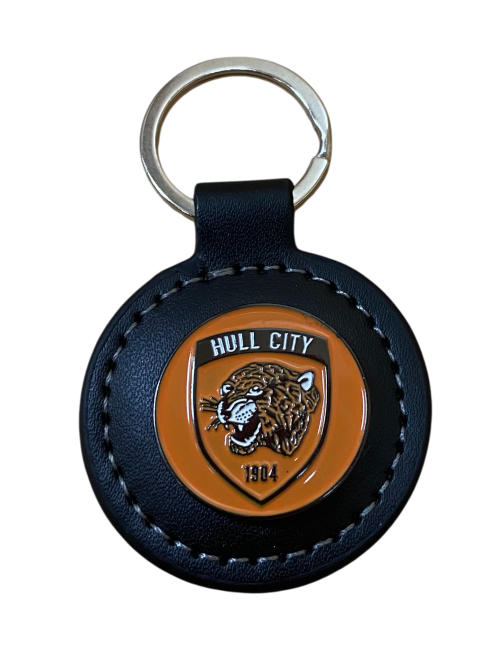 Round Leather Crest Keyring